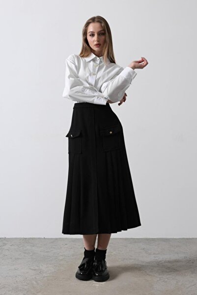 oniks store Pleated contrast shirt dress - white