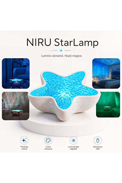 Niru Lampă proiector StarLamp - valuri oceanice RGB LED, model stea de mare