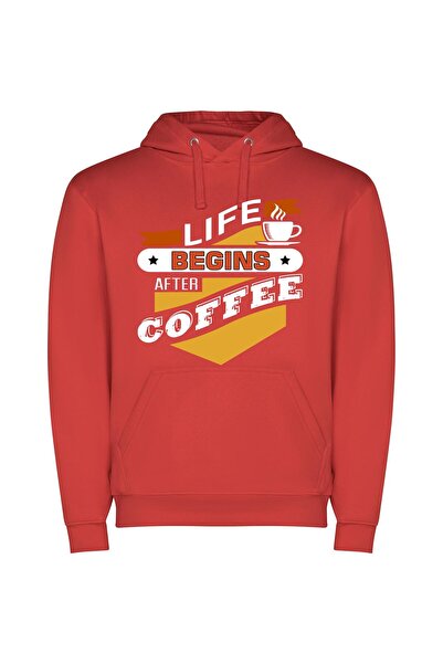 iLovePrints Java Sparks Life's Beginning Φούτερ με κουκούλα σε χρώμα Κόκκινο