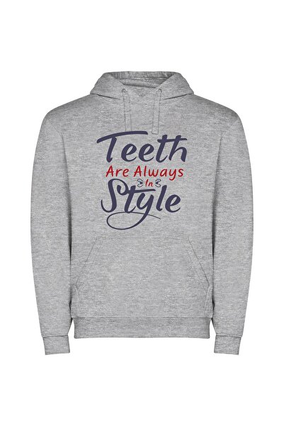 iLovePrints Charming Smiles: Timeless Style Φούτερ με κουκούλα σε χρώμα Γκρι