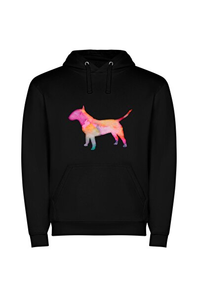iLovePrints Colorful Canine Art Φούτερ με κουκούλα σε χρώμα Μαύρο