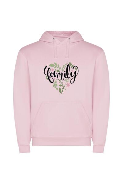 iLovePrints Floral Family Love Φούτερ με κουκούλα σε χρώμα Ροζ