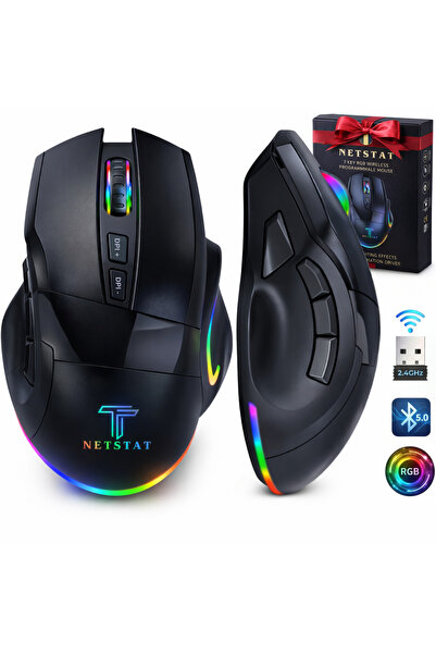 NETSTAT Mouse Gaming Wireless NETSTAT, Click Silentios, DPI 12800, 8 Butoane ...