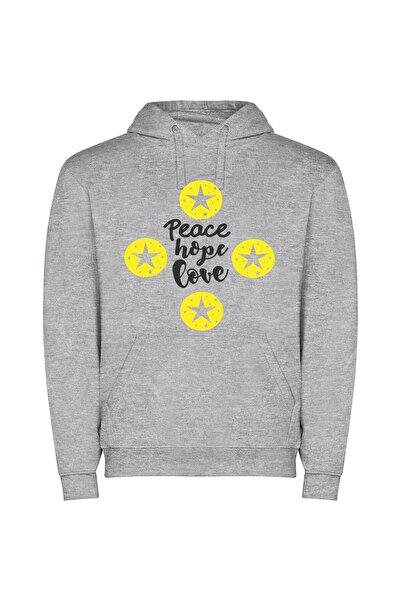 iLovePrints Celestial Peace and Love Φούτερ με κουκούλα σε χρώμα Γκρι