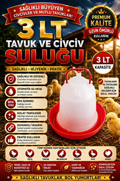 Petshop 3 LT Tavuk ve Civciv Suluğu – Otomatik Plastik Suluk | Tavuk, Civciv,...