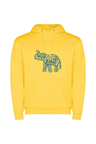 iLovePrints Pristine Pachyderm Portrait Φούτερ με κουκούλα σε χρώμα Κίτρινο