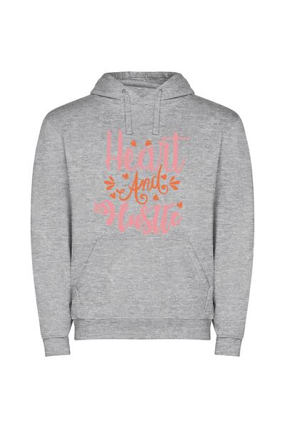 iLovePrints Pink Heart Hustlers: Clean Design Φούτερ με κουκούλα σε χρώμα Γκρι