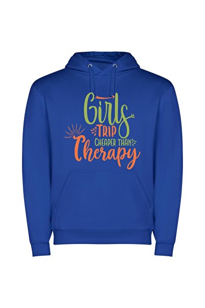 iLovePrints Budget Bliss: Girls Roadtrip Φούτερ με κουκούλα σε χρώμα Μπλε