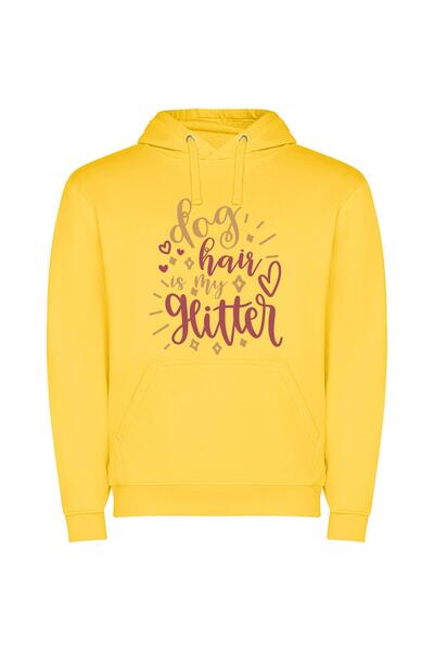 iLovePrints Glamorous Glitter Hair Φούτερ με κουκούλα σε χρώμα Κίτρινο