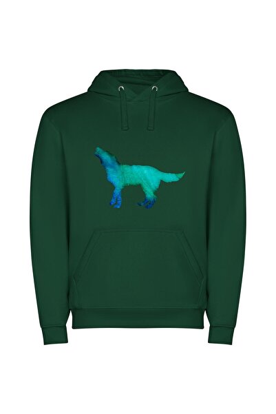 iLovePrints Midnight Serenade: Digital Canine Φούτερ με κουκούλα σε χρώμα Πρά...