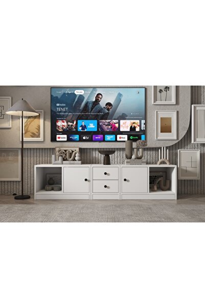 Vivense LERON DOLAPLİ ÇEKMECELİ TV ÜNİTESİ BEYAZ 161 CM TVT 1048 Ç