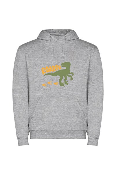 iLovePrints Rex's Roaring Raptor Φούτερ με κουκούλα σε χρώμα Γκρι