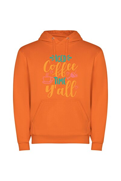 iLovePrints Cool Java Vibes Φούτερ με κουκούλα σε χρώμα Πορτοκαλί