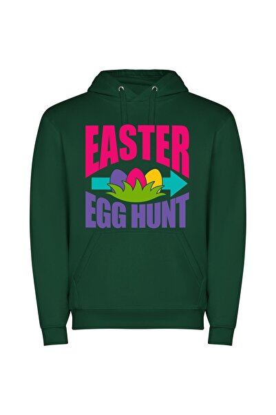 iLovePrints Eggstravagant Easter Hunt Φούτερ με κουκούλα σε χρώμα Πράσινο