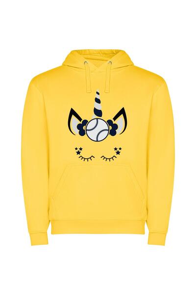 iLovePrints Stellar Unicorn Mascot Φούτερ με κουκούλα σε χρώμα Κίτρινο