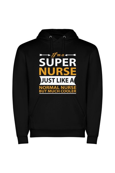 iLovePrints Superior Super Nurse Φούτερ με κουκούλα σε χρώμα Μαύρο