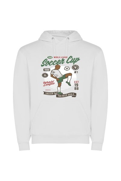iLovePrints Vintage Soccer Kick Φούτερ με κουκούλα σε χρώμα Λευκό