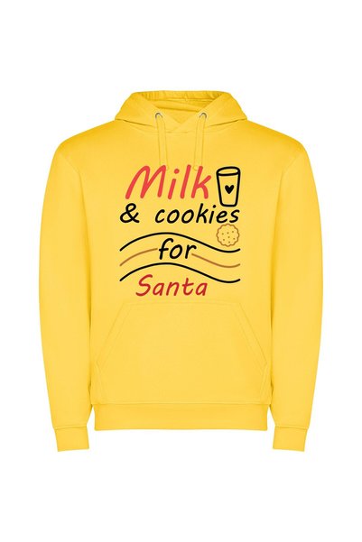 iLovePrints Festive Milk and Cookies Φούτερ με κουκούλα σε χρώμα Κίτρινο