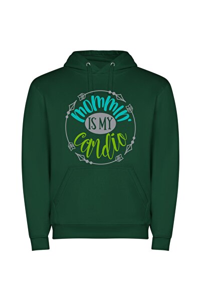 iLovePrints Fit Mom's Vinyl Workout Φούτερ με κουκούλα σε χρώμα Πράσινο