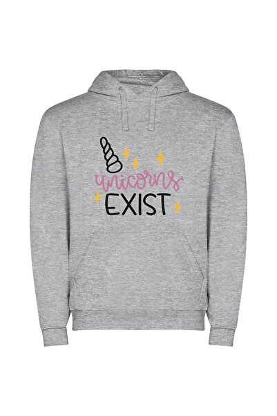iLovePrints Existential Unicorn Escape Φούτερ με κουκούλα σε χρώμα Γκρι