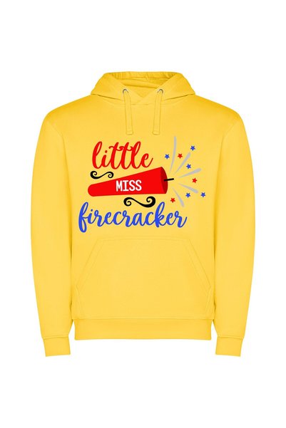 iLovePrints Firecracker in White Φούτερ με κουκούλα σε χρώμα Κίτρινο