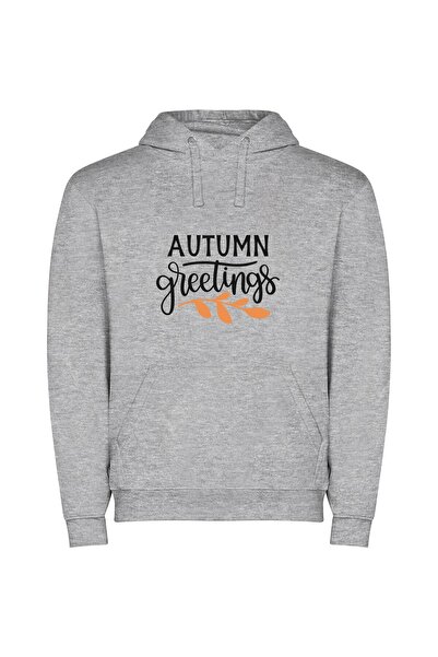 iLovePrints Autumnal Elegance Collection Φούτερ με κουκούλα σε χρώμα Γκρι