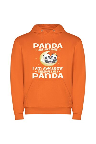 iLovePrints Pandas in Lunar Bliss Φούτερ με κουκούλα σε χρώμα Πορτοκαλί