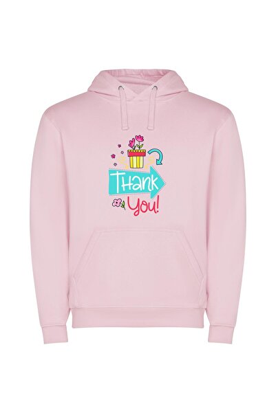 iLovePrints Flower Pot Gratitude Φούτερ με κουκούλα σε χρώμα Ροζ
