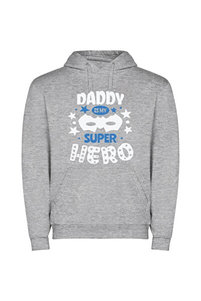iLovePrints Superhero Dad's Day Φούτερ με κουκούλα σε χρώμα Γκρι