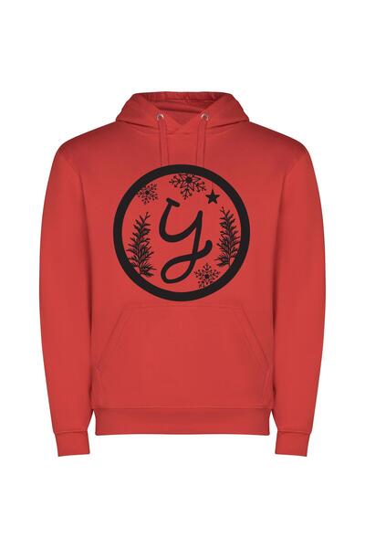 iLovePrints Glamorous Snowflake Emblem Φούτερ με κουκούλα σε χρώμα Κόκκινο