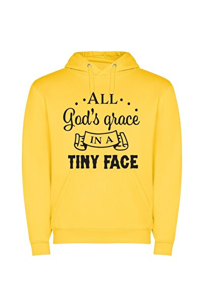 iLovePrints Divine Grace Depicted Perfectly Φούτερ με κουκούλα σε χρώμα Κίτρινο