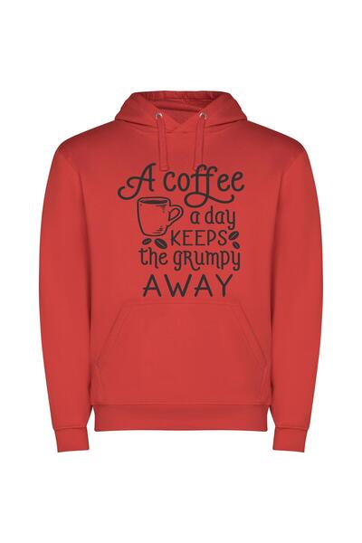 iLovePrints Graceful Grumpy Coffee Fix Φούτερ με κουκούλα σε χρώμα Κόκκινο