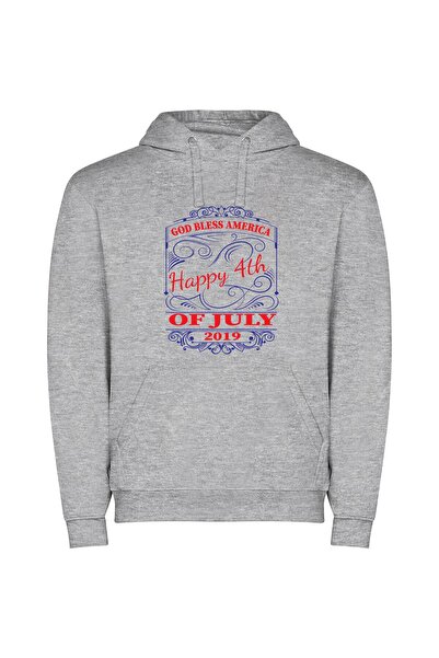 iLovePrints USA's Joyful July Celebration Φούτερ με κουκούλα σε χρώμα Γκρι