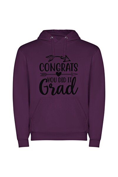 iLovePrints Victorious Graduation Achieved! Φούτερ με κουκούλα σε χρώμα Μωβ