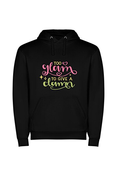iLovePrints Glowy Glam Hand Drawn Φούτερ με κουκούλα σε χρώμα Μαύρο