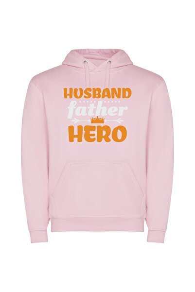 iLovePrints Gentleman Hero: Father & Husband Φούτερ με κουκούλα σε χρώμα Ροζ