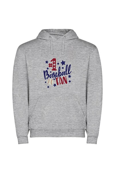 iLovePrints Ultimate Baseball Superfan Φούτερ με κουκούλα σε χρώμα Γκρι