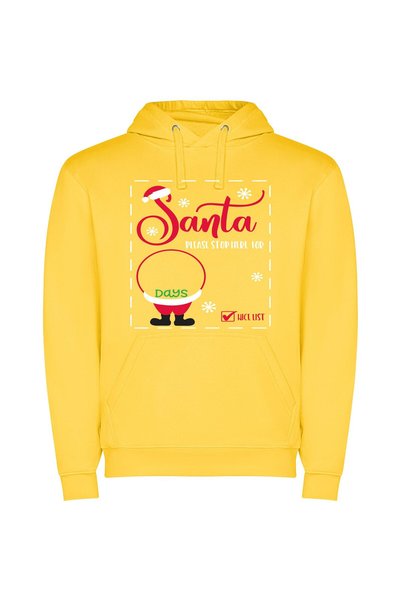 iLovePrints Jolly Days of Santa Φούτερ με κουκούλα σε χρώμα Κίτρινο