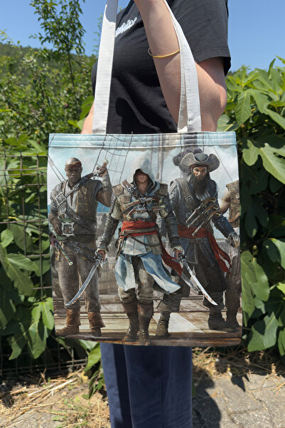 ZipZap حقيبة قماشية مطبوعة على الوجهين من Assasin's Creed V4، حقيبة كمبيوتر ل...