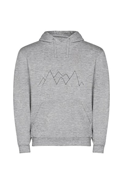 iLovePrints Minimalist Mountain Peaks Φούτερ με κουκούλα σε χρώμα Γκρι