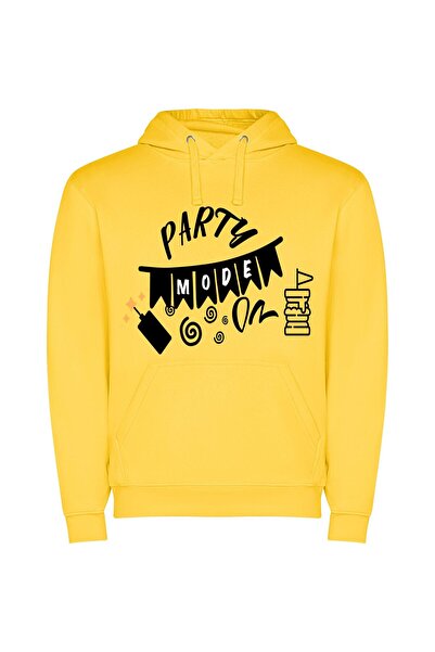 iLovePrints Chic Noir Party Glam Φούτερ με κουκούλα σε χρώμα Κίτρινο