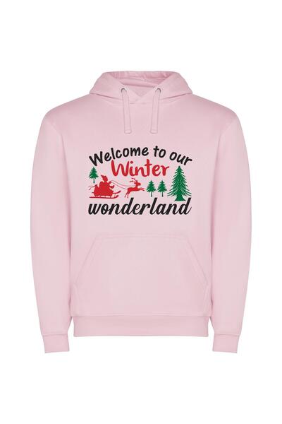 iLovePrints Frosty Wonderland Delights Φούτερ με κουκούλα σε χρώμα Ροζ