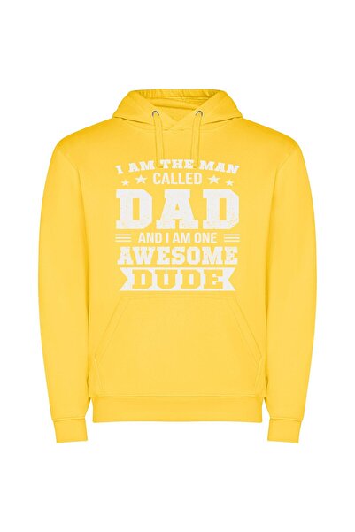 iLovePrints Dad: The Epic Awesomeness Φούτερ με κουκούλα σε χρώμα Κίτρινο