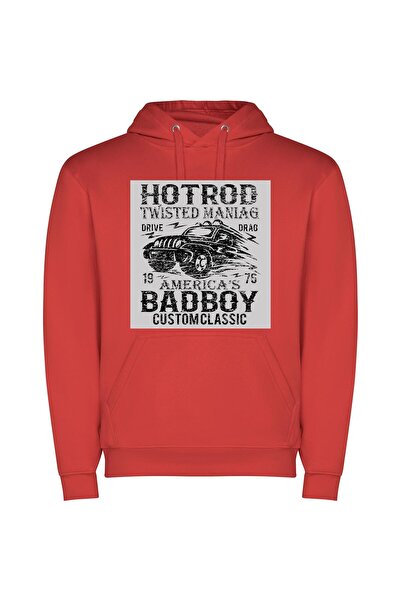 iLovePrints Mad Max T-Shirt Revival Φούτερ με κουκούλα σε χρώμα Κόκκινο
