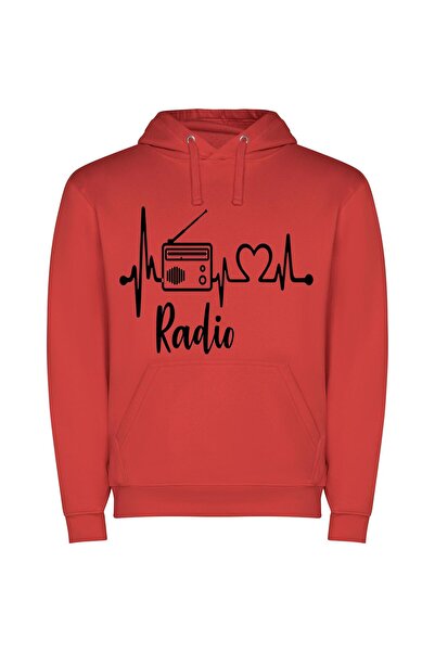 iLovePrints Soundwaves & Style Φούτερ με κουκούλα σε χρώμα Κόκκινο