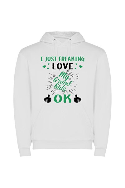 iLovePrints Grand Love: Trending Wallpaper Φούτερ με κουκούλα σε χρώμα Λευκό