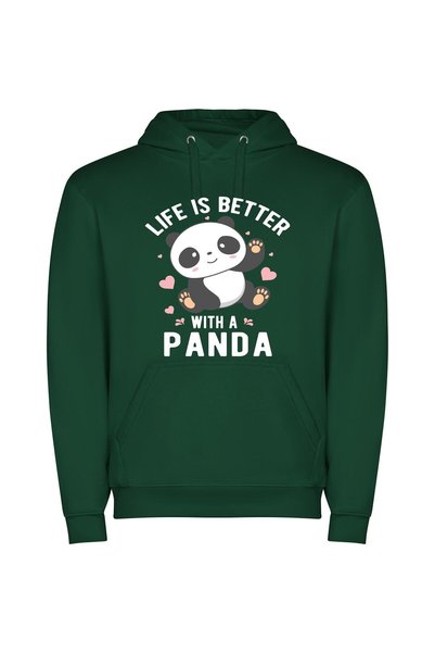 iLovePrints Heartwarming Panda Love Φούτερ με κουκούλα σε χρώμα Πράσινο