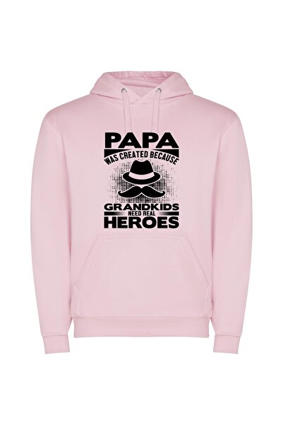 iLovePrints Real Heroic Grandpa Φούτερ με κουκούλα σε χρώμα Ροζ