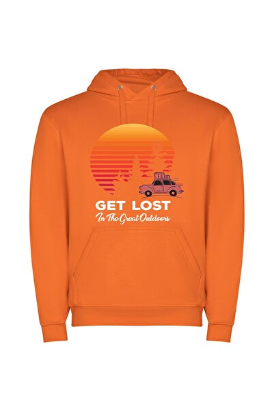 iLovePrints Lost Wild Wonder Φούτερ με κουκούλα σε χρώμα Πορτοκαλί