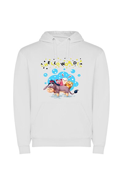 iLovePrints Animal Joyride Φούτερ με κουκούλα σε χρώμα Λευκό